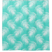 Turquoise en witte tropische palm douchegordijn (Voorkant)