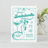 Turquoise en witte vrijgezellenfeest kaart (Staand voorkant)