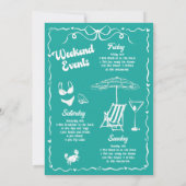 Turquoise en witte vrijgezellenfeest kaart (Achterkant)