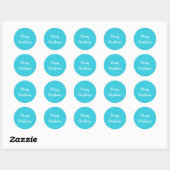Turquoise en witte vrolijk kerstfeest ronde sticker (Vel)