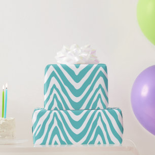 Turquoise en witte zebrastrepen Dierenprint Cadeaupapier