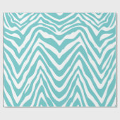 Turquoise en witte zebrastrepen Dierenprint Cadeaupapier (Vlak)