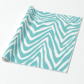 Turquoise en witte zebrastrepen Dierenprint Cadeaupapier (Uitgerold)