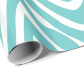 Turquoise en witte zebrastrepen Dierenprint Cadeaupapier (Rol Hoek)