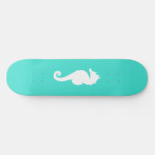 Turquoise en witte zeepaardje skateboard (Horizontaal)