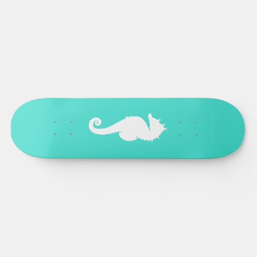 Turquoise en witte zeepaardje skateboard (Horizontaal)