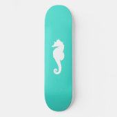 Turquoise en witte zeepaardje skateboard (Voorkant)