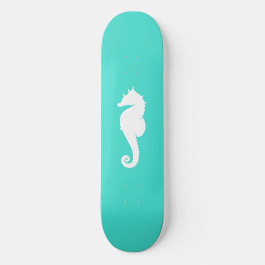 Turquoise en witte zeepaardje skateboard (Voorkant)