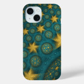 Turquoise en Yellow Abstract Stars Pattern Case-Mate iPhone Case (Achterkant)