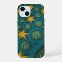 Turquoise en Yellow Abstract Stars Pattern