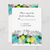 Turquoise en Yellow Bouquet of Florals Reply Kaart (Voorkant / Achterkant)