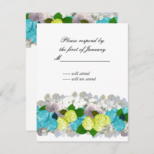 Turquoise en Yellow Bouquet of Florals Reply Kaart (Voorkant / Achterkant)