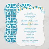 Turquoise en Yellow Bunting Pennant Wedding Kaart (Voorkant / Achterkant)