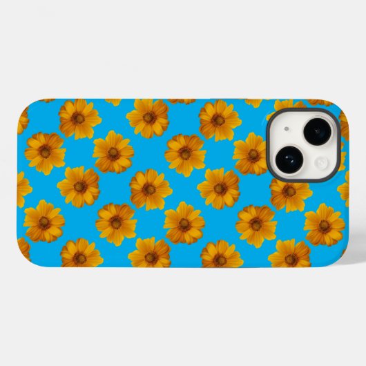 Turquoise en Yellow Daisy Pop Art Case-Mate iPhone Case (Achterkant (horizontaal))