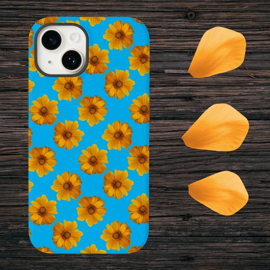 Turquoise en Yellow Daisy Pop Art Case-Mate iPhone Case