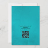 Turquoise en Yellow Floral QR Code RSVP Weddenscha Kaart (Achterkant)