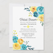 Turquoise en Yellow Floral Virtual Vrijgezellenfee Kaart (Voorkant)