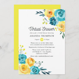 Turquoise en Yellow Floral Virtual Vrijgezellenfee Kaart