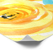 Turquoise en Yellow Floral Vrijgezellenfeest Welco Poster (Hoek)