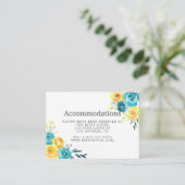 Turquoise en Yellow Floral Wedding Accommodations Informatiekaartje (Staand voorkant)