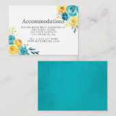 Turquoise en Yellow Floral Wedding Accommodations Informatiekaartje (Voorkant / Achterkant)