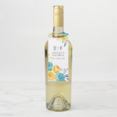 Turquoise en Yellow Floral Wedding Favor Flessenhanger (Op fles)