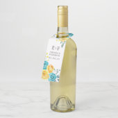 Turquoise en Yellow Floral Wedding Favor Flessenhanger (Schuin)