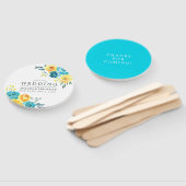 Turquoise en Yellow Floral Wedding Favor Handwaaier (Niet-gemonteerd)