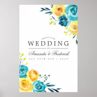 Turquoise en Yellow Floral Wedding Welcome