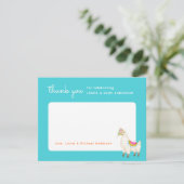 Turquoise en Yellow Llama Baby shower Bedankkaart (Staand voorkant)