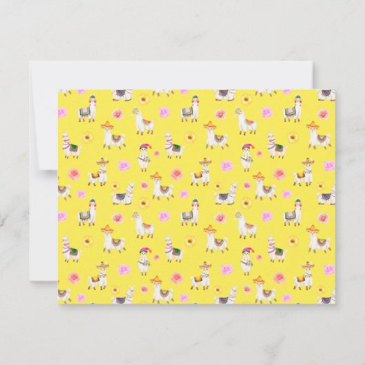 Turquoise en Yellow Llama Baby shower Bedankkaart (Achterkant)