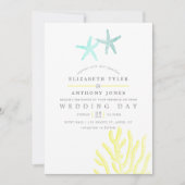 Turquoise en Yellow themed Beach Wedding Kaart (Voorkant)