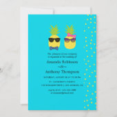 Turquoise en Yellow Tropical Summer Beach Wedding Kaart (Voorkant)