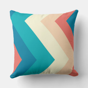 Turquoise en zalm Chevron Patroon Kussen