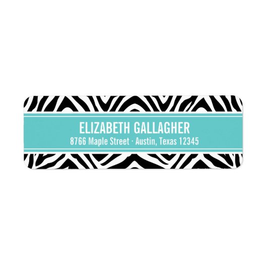 Turquoise en Zebra Print Etiket (Voorkant)