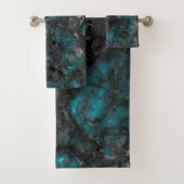 Turquoise en zilver bad handdoek (Insitu)