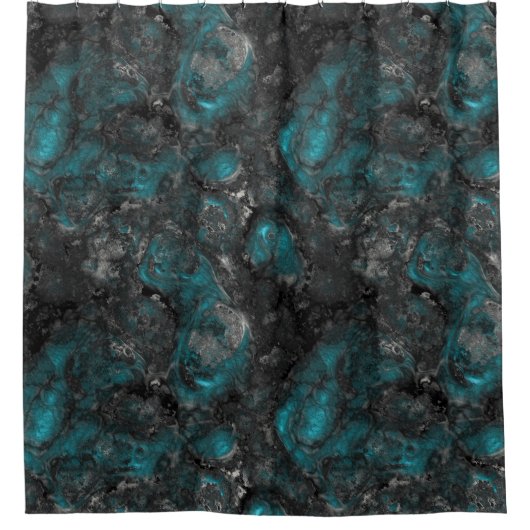 Turquoise en zilver douchegordijn (Voorkant)