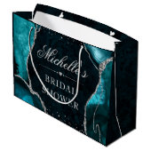 Turquoise en Zilver Glitter Agate Bruidsdouche Groot Cadeauzakje (Achterkant Gekanteld)