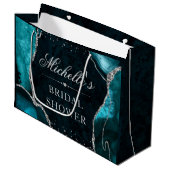Turquoise en Zilver Glitter Agate Bruidsdouche Groot Cadeauzakje (Voorkant Gekanteld)