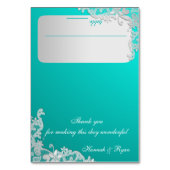 Turquoise en Zilveren Bloemen Kant Design Kaart (Voorkant)