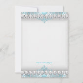 Turquoise en zilveren diamant Quinceanera Kaart (Achterkant)