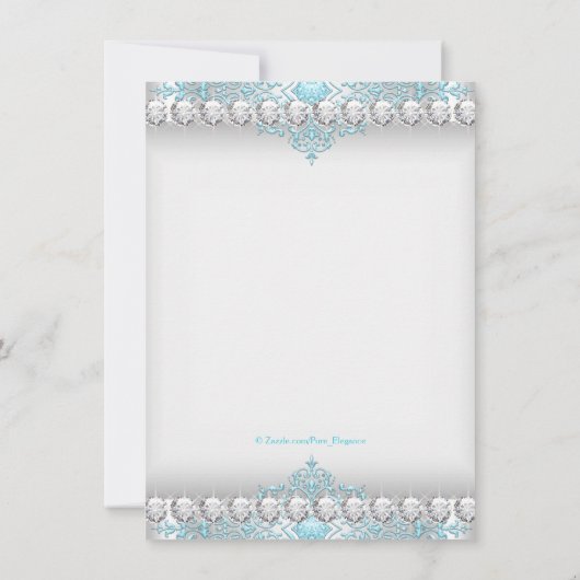 Turquoise en zilveren diamant Quinceanera Kaart (Achterkant)