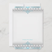Turquoise en zilveren diamant Quinceanera Kaart (Achterkant)
