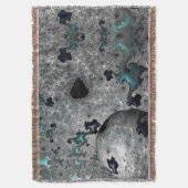 Turquoise en Zilveren Mandelbrot Gooi Deken (Voorkant Verticaal)