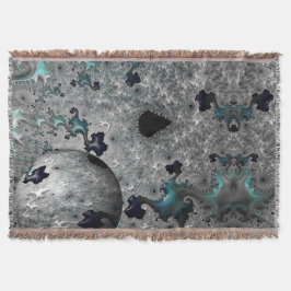 Turquoise en Zilveren Mandelbrot Gooi Deken