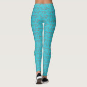 Turquoise en Zilveren Muzieknoten Leggings (Achterkant)