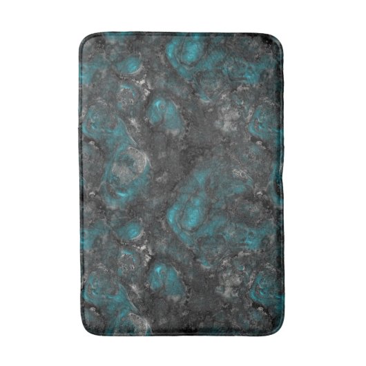 Turquoise en zilversteen abstract badmat (Voorkant Verticaal)
