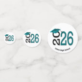 Turquoise en Zwart Afstuderen 2026 Confetti (Achterkanten)