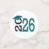 Turquoise en Zwart Afstuderen 2026 Confetti (Kleine voorkant)