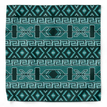 Turquoise en zwart Aztec patroon Bandanna